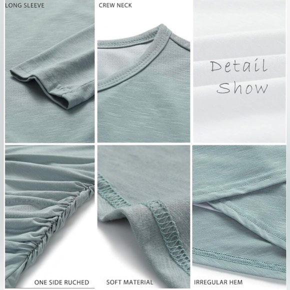 NWT Ruched Bodycon Long Sleeve Wrap Front T-shirt Dress Size Medium - Picture 3 of 6